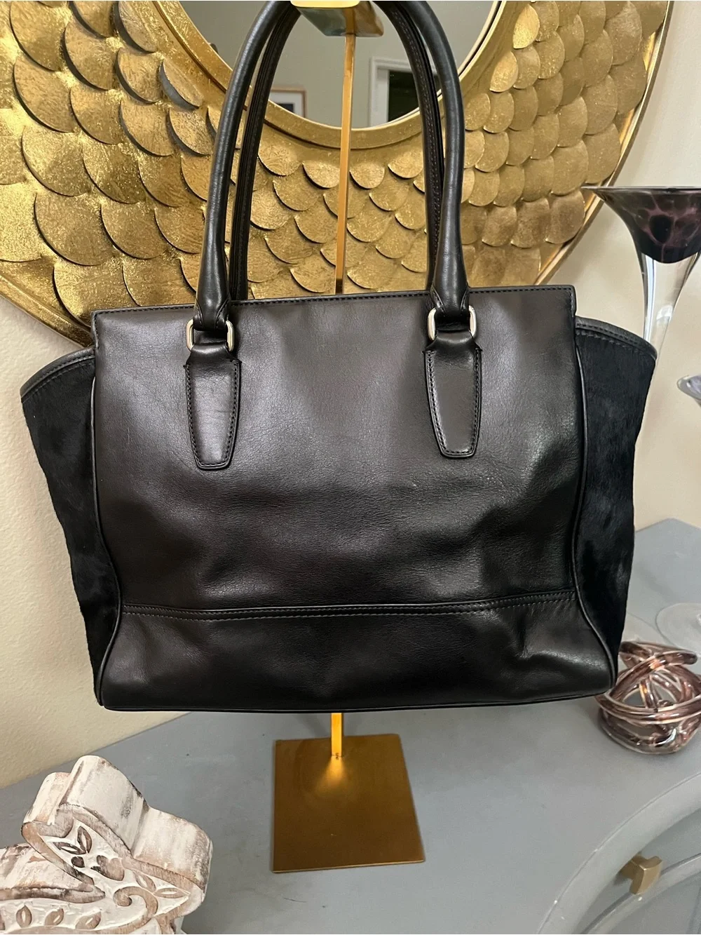 Coach Vintage Limited Edition Calf hair and black leather Satchel